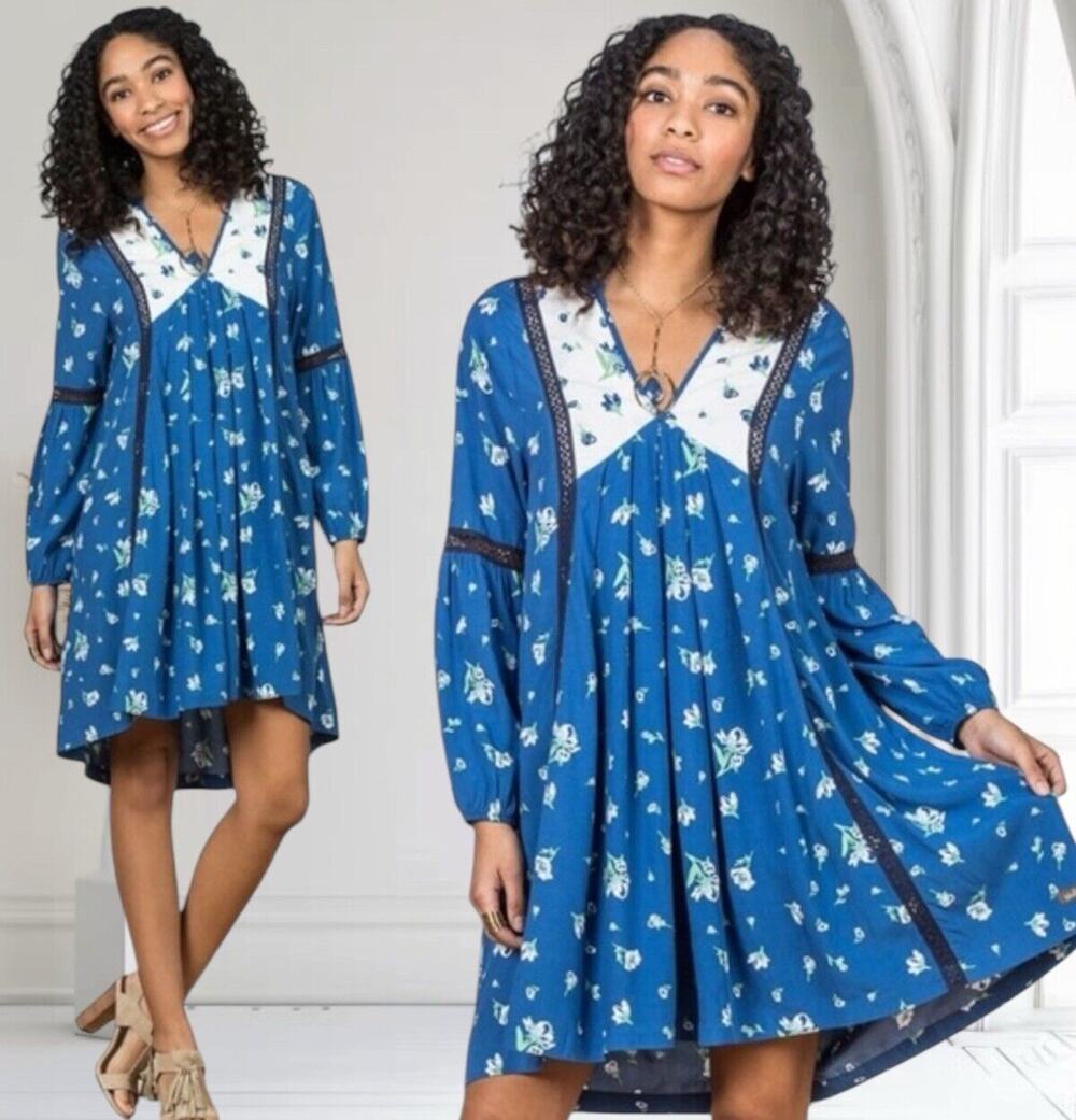 Matilda Jane Long Sleeve Dress Cornflower Blue Boho Cottagecore Women’s S 4 6